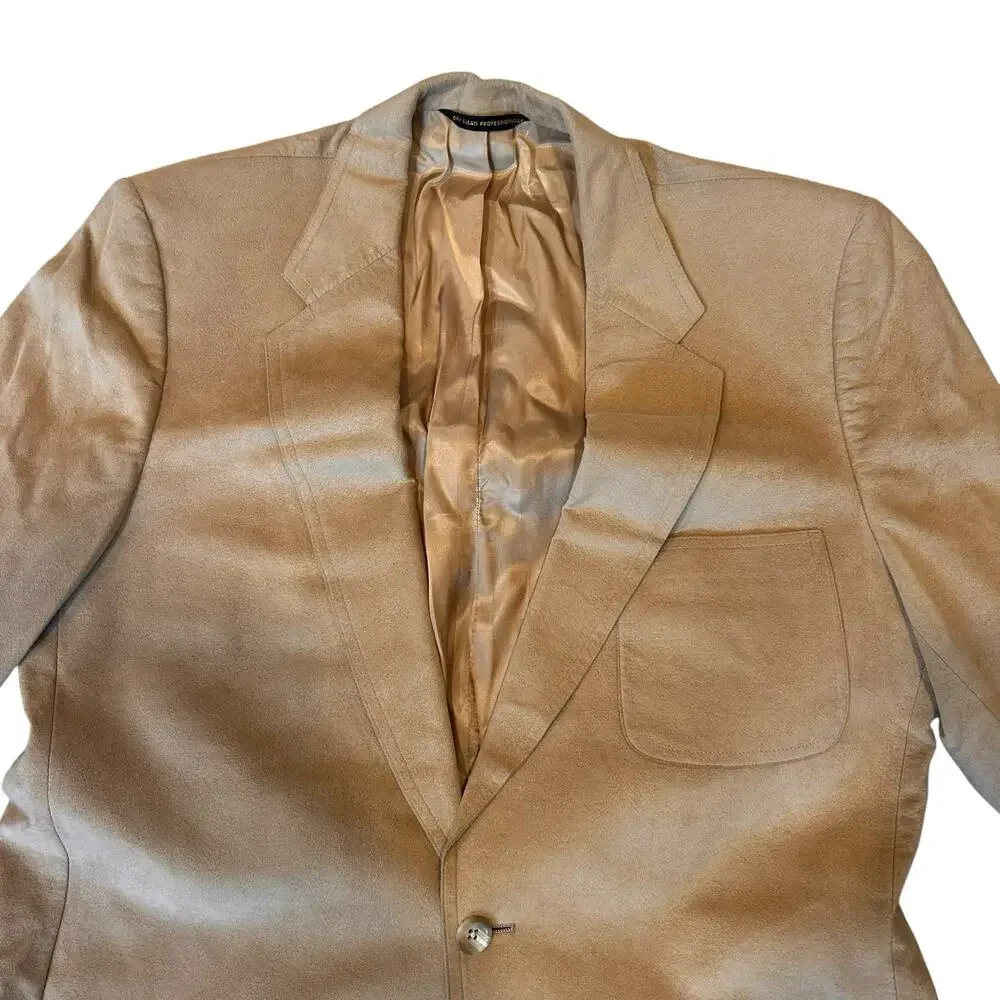 Vintage 80s Tan Faux Suede Blazer 2 Button Men’s 40L